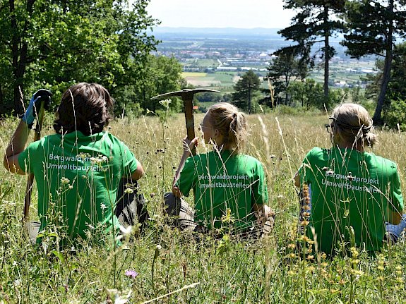 Freiwillige bei der Umweltbaustelle in Pfaffstätten.