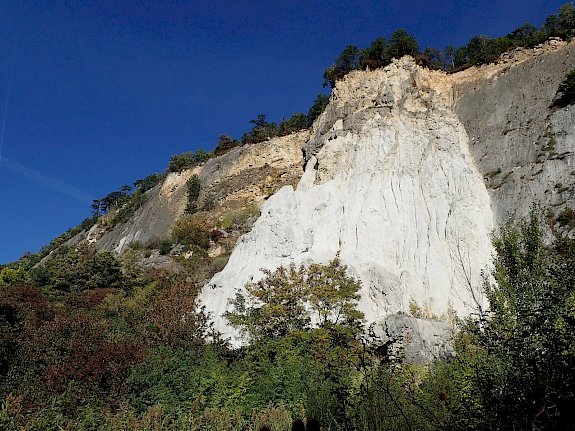 In den Felswände brüten Uhu und Kolkrabe
