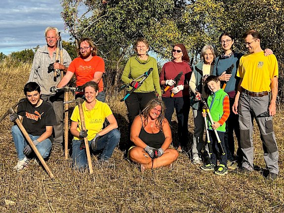 Freiwillige bei der Trockenrasenpflege in Leobersdorf
