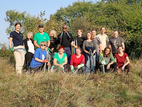 Freiwillige bei der Trockenrasenpflege in Leobersdorf