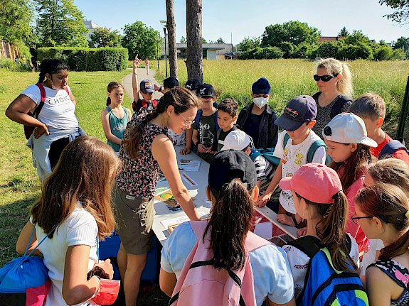 Schüler*innen bei Naturführung