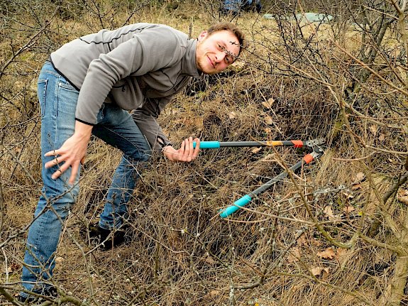 Helfer bei der Landschaftspflege
