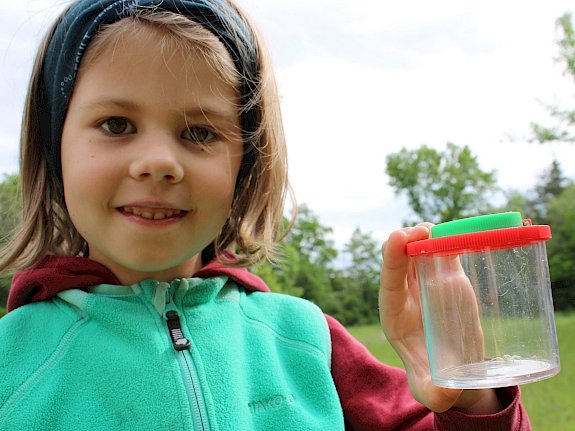 Mit der Becherlupe auf Insektensuche