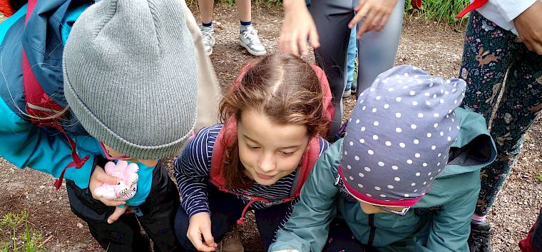 Auf spannender Entdeckungstour im Naturpark Föhrenberge. © LPV/N. Elek Kinder, Naturpark Föhrenberge