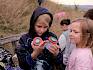 Die Becherlupen-Suche machte den Kindern großen Spaß. © LPV/O. Gollong Kinder mit Becherlupe