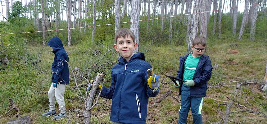 Kinder bei der Arbeit in der Natur