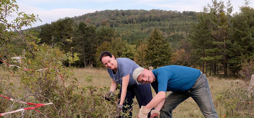 Menschen bei der Arbeit in der Natur.