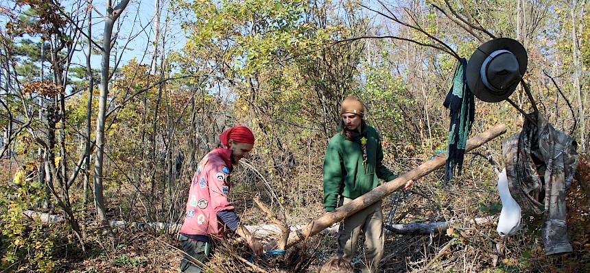 Menschen arbeiten im Wald