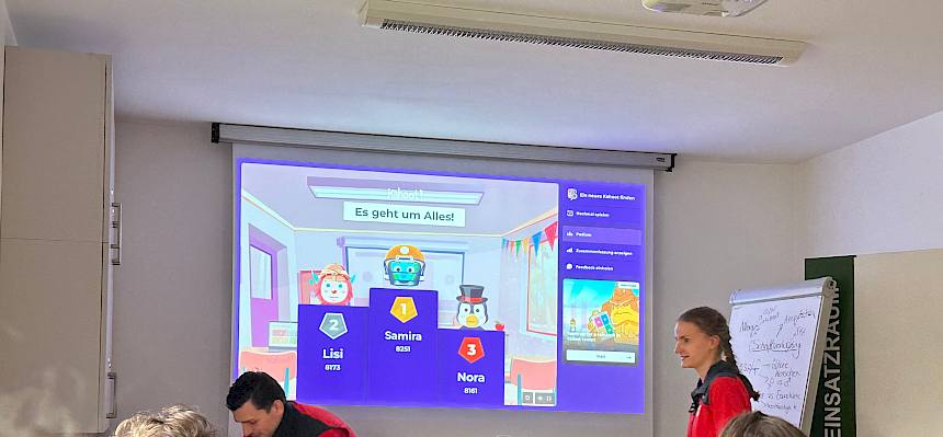 Bildschirm mit Kahoot Quiz.