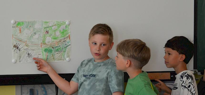 Kinder zeigen Plakat