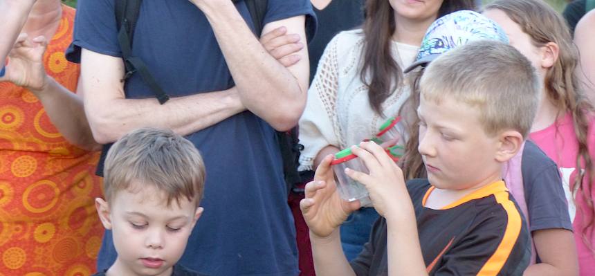 Kinder mit Becherlupen