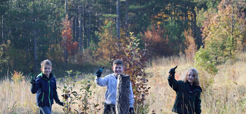 Kinder mit Werkzeug in der Natur