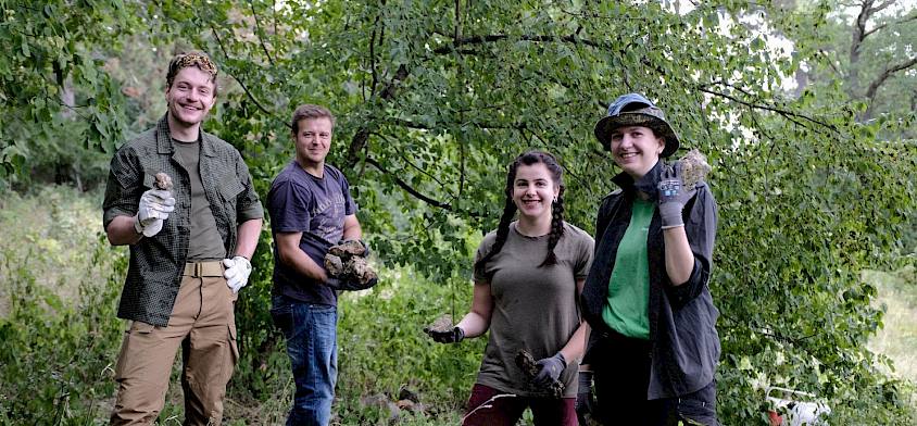 Freiwillige schlichten Steinhaufen