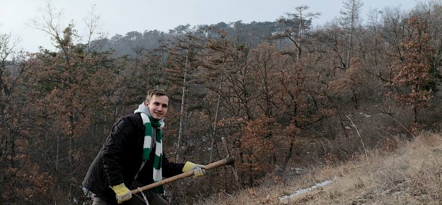 Freiwilliger mit Krampen