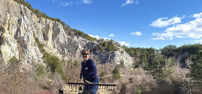 Zusammenrechen des Schnittguts