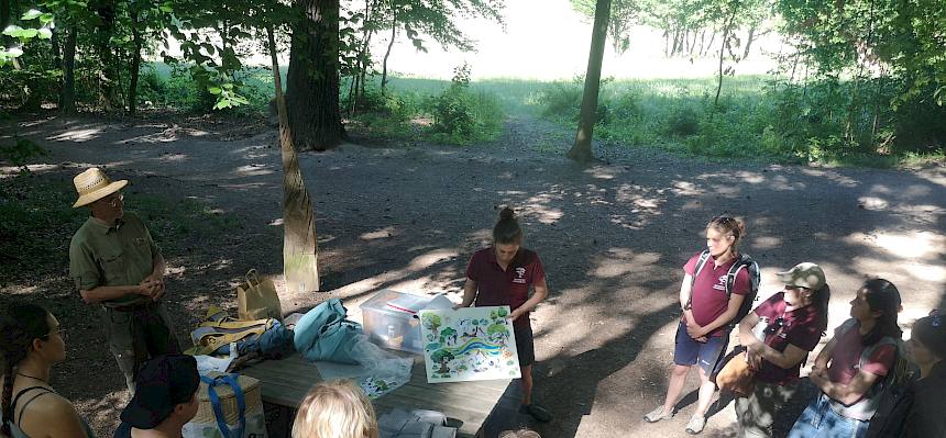 Naturvermittler:innen um Magnettafel