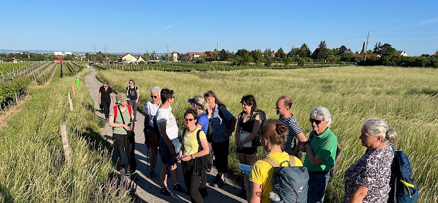 Gruppe auf dem Weg zum Naturschutzgebiet