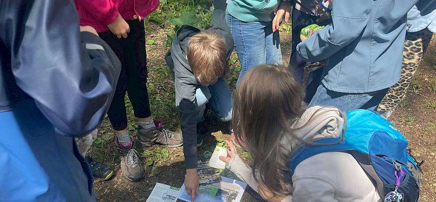 Kinder mit Naturpark Gegenständen
