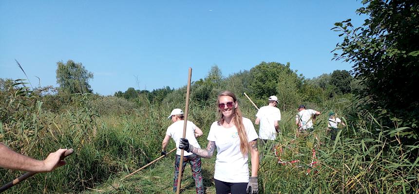 Volunteers mit Rechen
