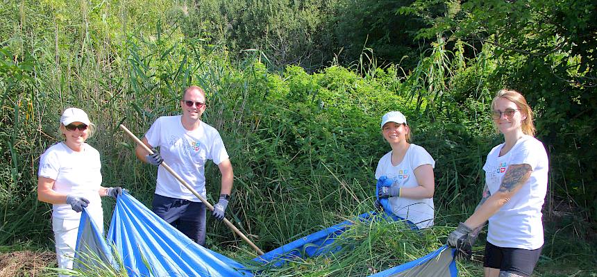 Volunteers tragen Plane