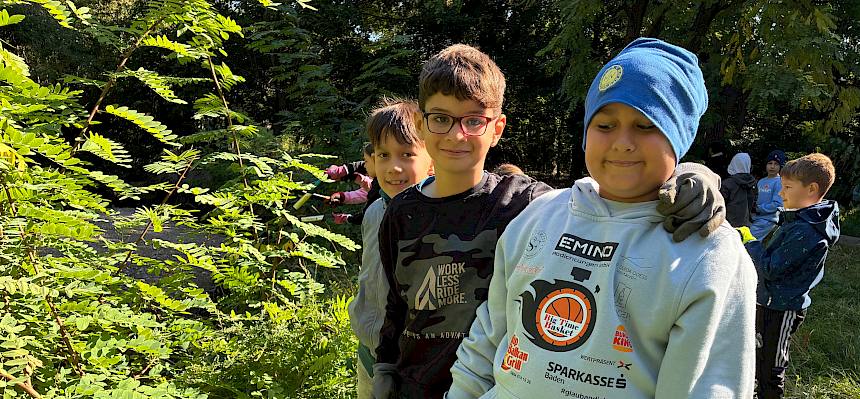 Schüler:innen entfernen Robinien